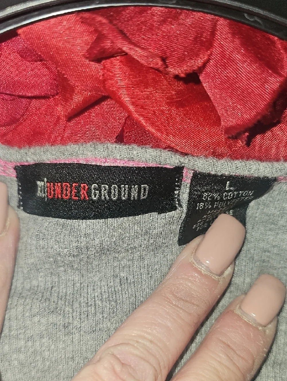 BCC Underground Girls Grey Ribbed Tank with Pink Trim Size Large
